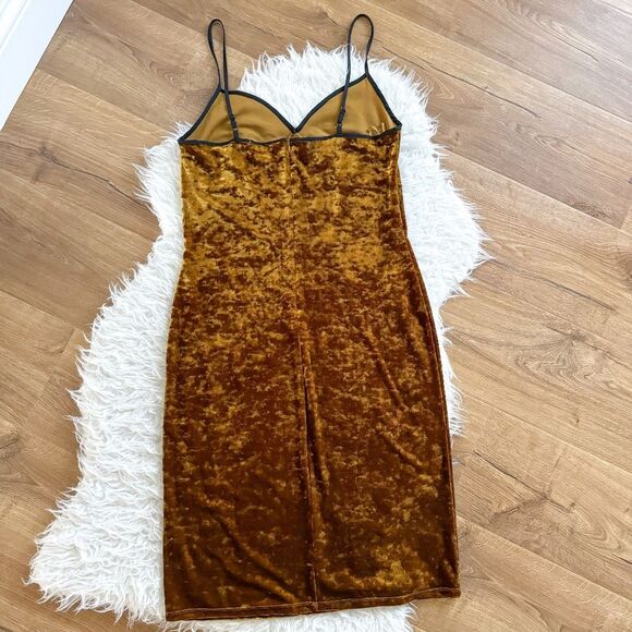 1.State Gold Crush Velvet Midi Slip Dress | Size M - Picture 4 of 10